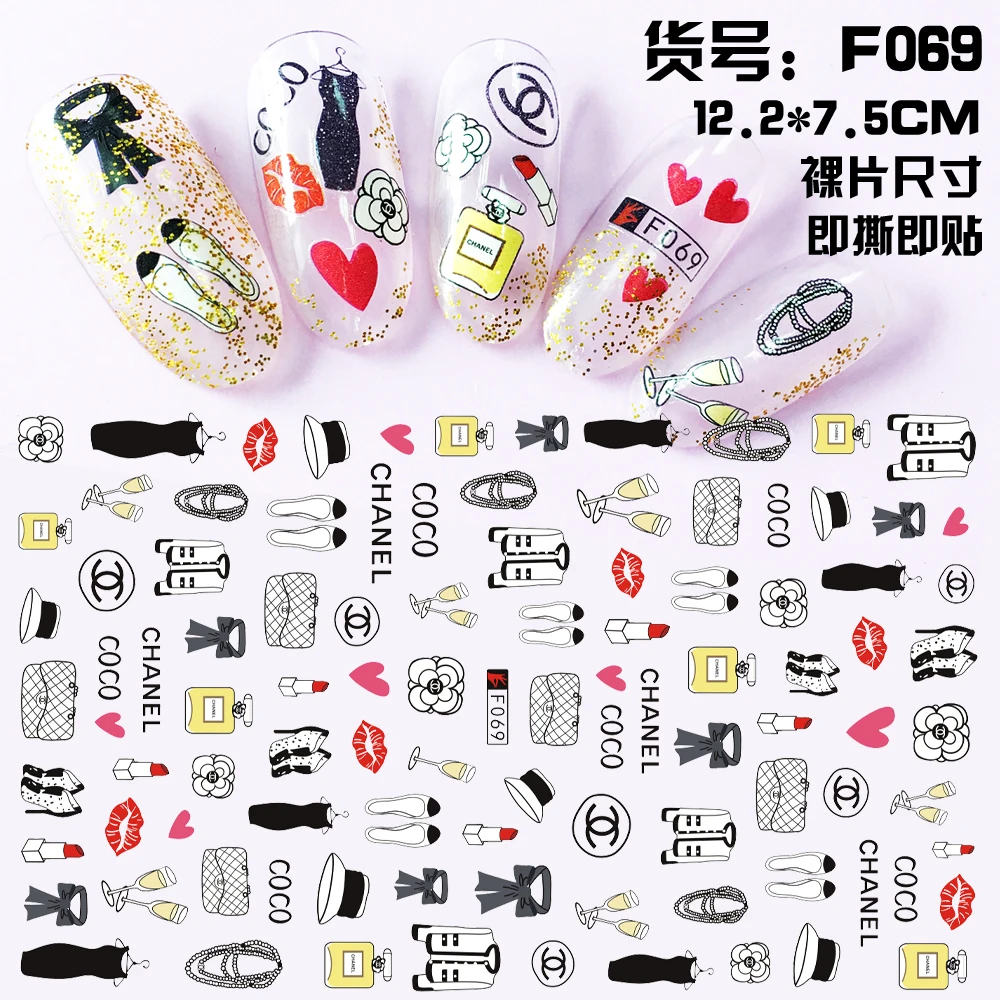 F69-82 Cartoon Bear Cat Nail Art Decals 3D Manicure Applique Nail Stickers for Nail Decoration