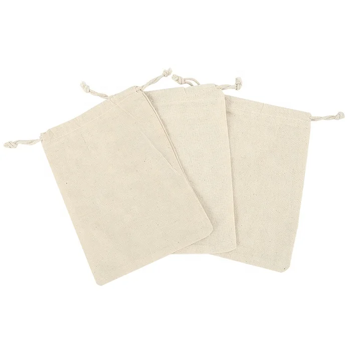 Handmade Cotton Linen Drawstring Bag Reusable Shopping Bag Small Coin Travel Storage Small Christmas Gift Pouch