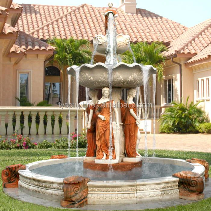 White marble garden female statue fountain stone life size lady water fountains