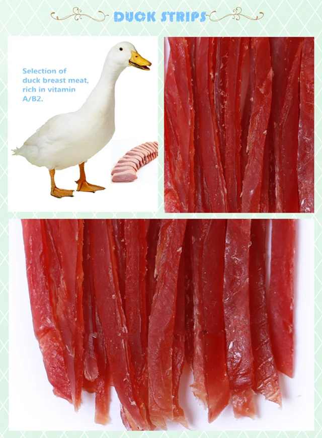OEM factory direct hot selling soft duck strips dog treats food private label pet food