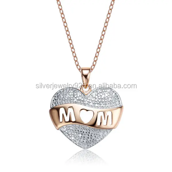 New silver jewelry catalog gold plated fake diamond mon heart necklace pendant design