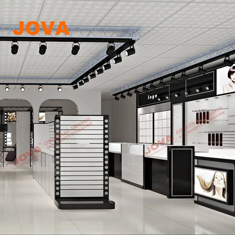 Fake Hair Store Furniture Wall Mount Shelf Hair Salon Display Showcase