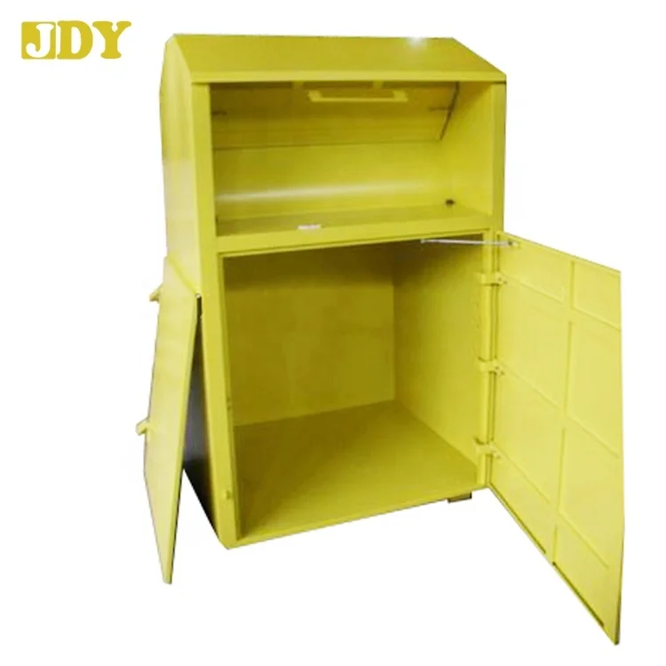 Curbside Rectangular Galvanized steel Iron Waterproof Rolling Cover Charity Lifeline clothing donation bin sub recycling storage