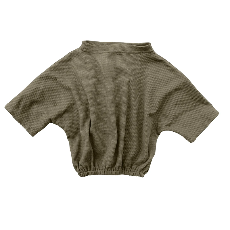 
Waffle Cotton Oversized Army Shortsleeve Organic Baby Clothes Top Clothing Shirts 