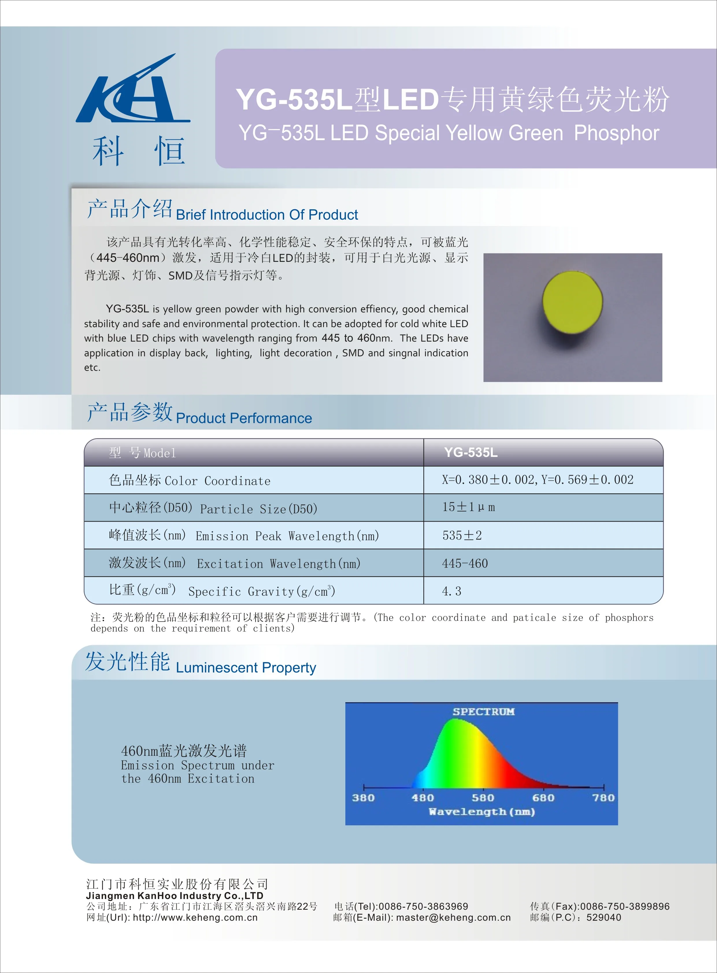 
High quality yellow green Rare Earth special phosphor for LED lighting 