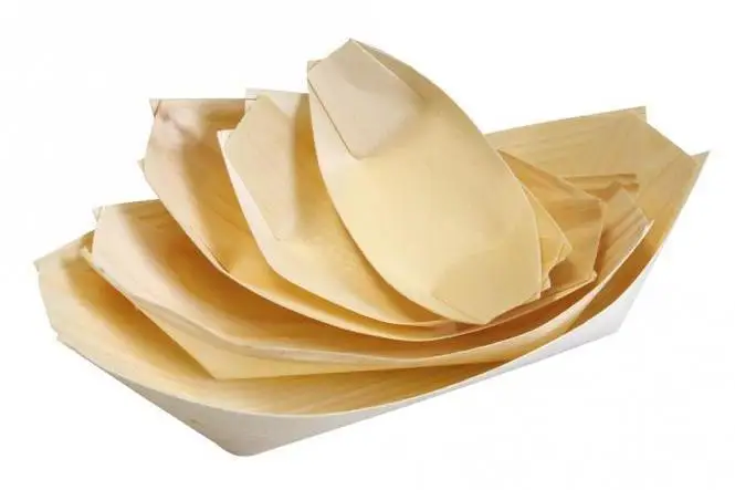 disposable wooden craft boat shaped plate sushi boat