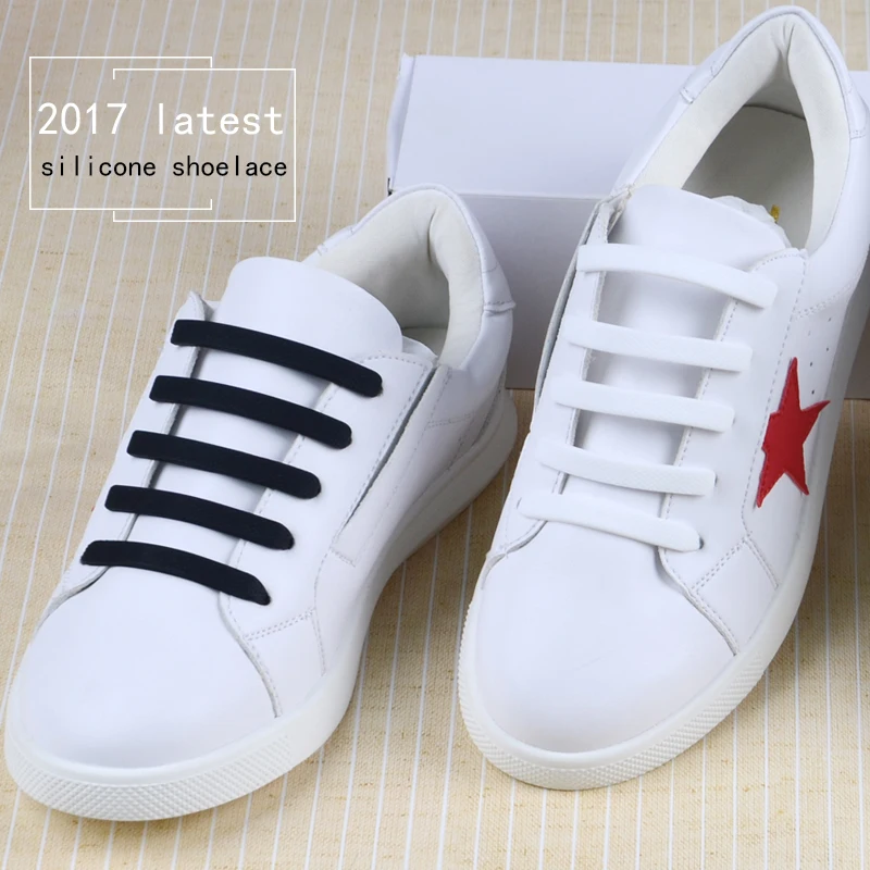 Custom Rubber Slip Sneaker Elastic Shoelaces Lazy No Tie Silicone Shoelaces Factory