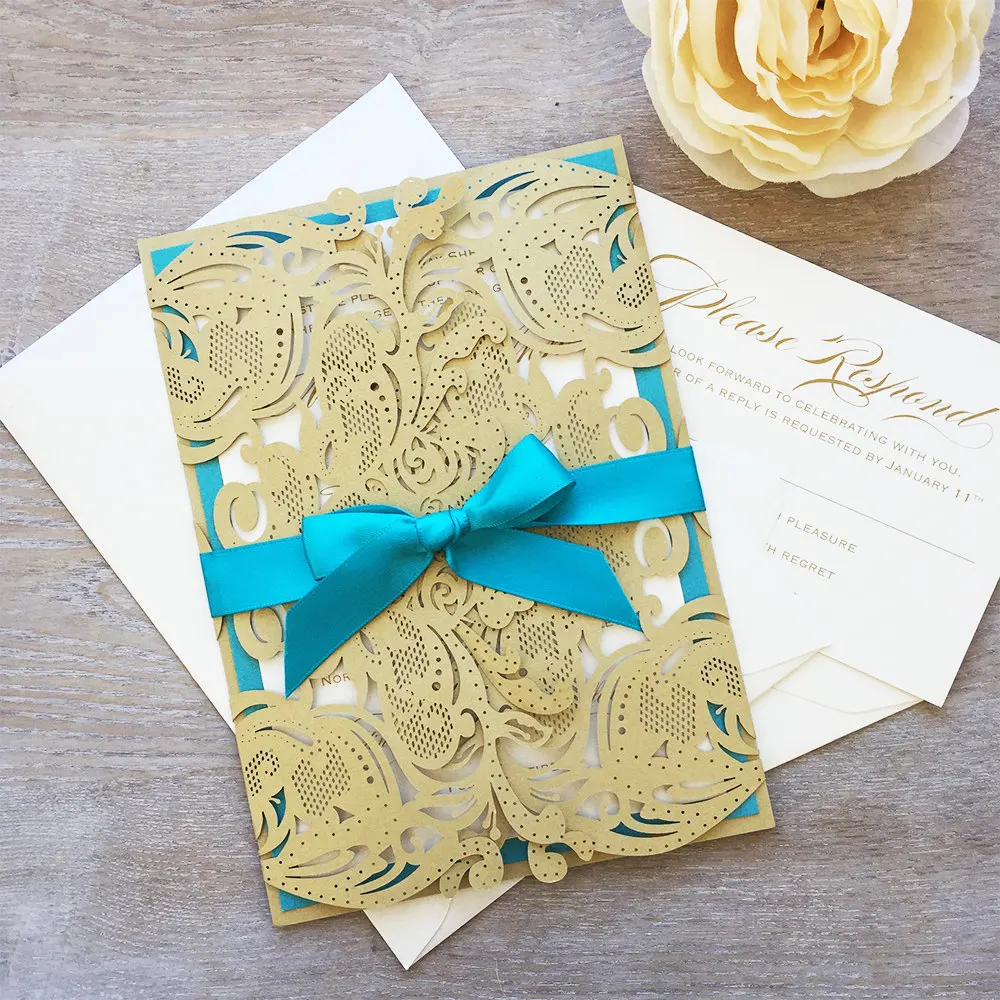 Latest Arabic Laser Cut Customize Muslim Wedding Invitation Cards and customized glitter laser cut birthday invitation cards