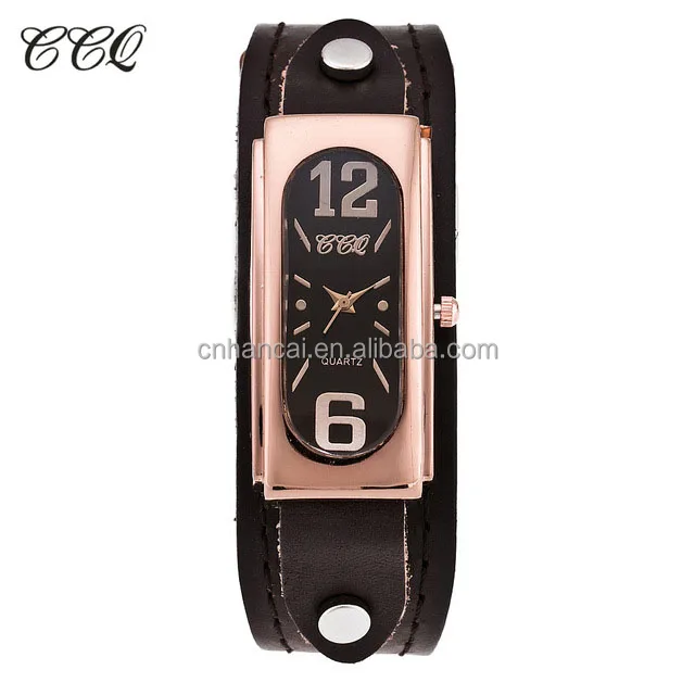 CCQ Brand Fashion Genuine Leather Women Watch Vintage Casual Oval Analog Quartz Watch Relogio Feminino Gift
