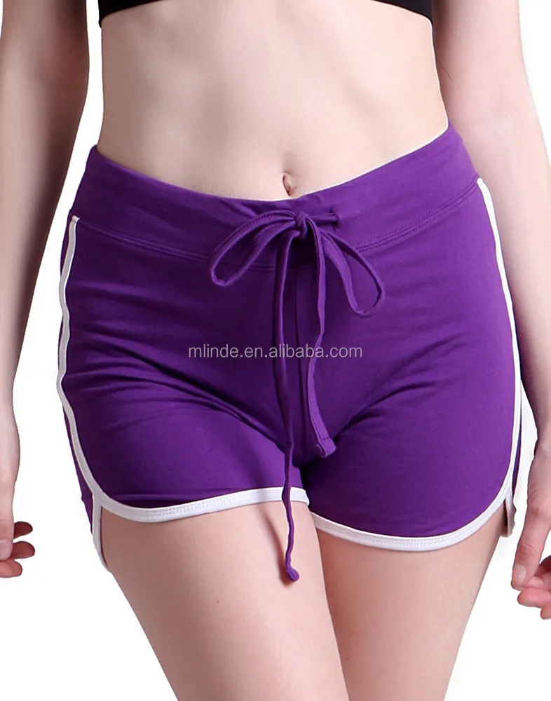 Wholesale Athletic Shorts 100% Cotton Women Yoga Gym Fitness Shorts Pants Ladies Retro Fashion Running Workout Shorts For Sport