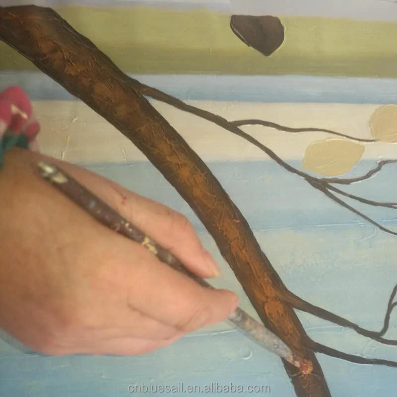 Popular modern tree handmade oil painting decoration plant on canvas 3 panel canvas wall art