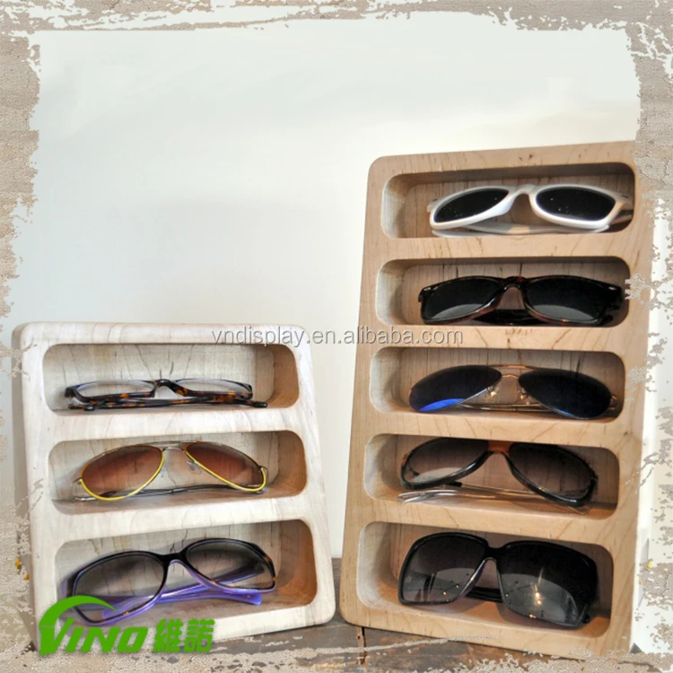 Nature Wooden sunglasses Display Eyewear Rack Holder For 6 pairs