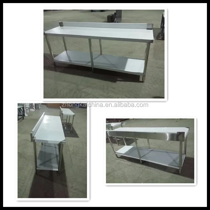 Commercial Long Bench High Quality Stainless Steel Work Table Stainless Steel 304/201/316 Available 6 Legs 2 Layer 0.6-2.0mm