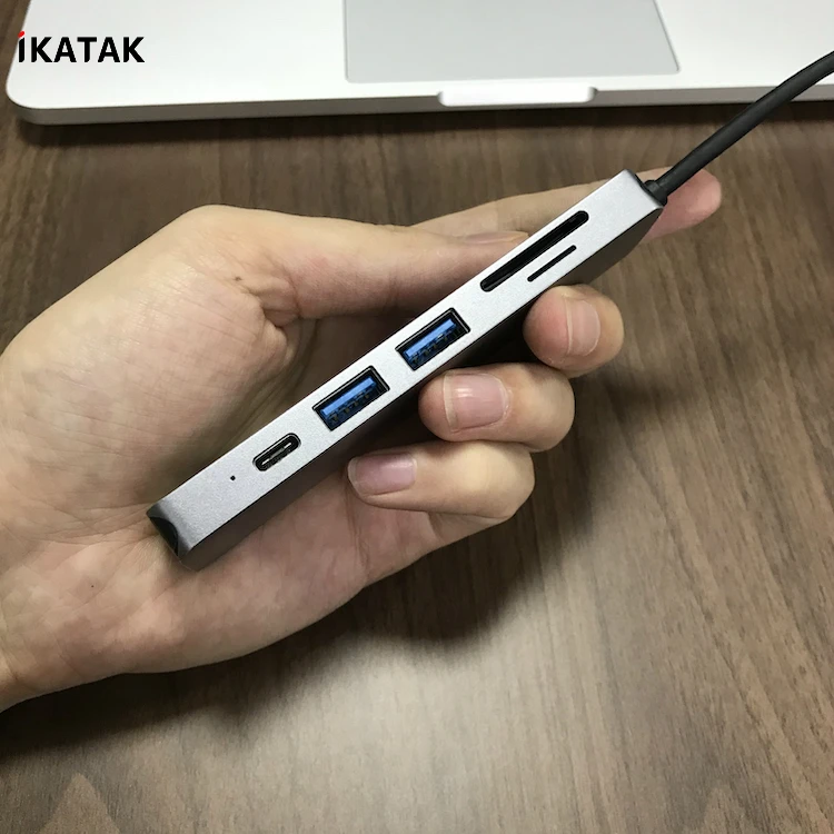 
New Design 6 in 1 Compact 4K HDMI USB C Mini USB Dock for Macbook 