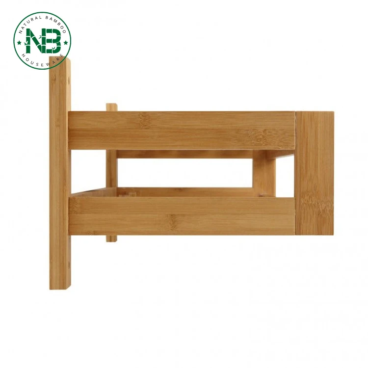 
Bath Towel Rack Bar with Bamboo Shelf 