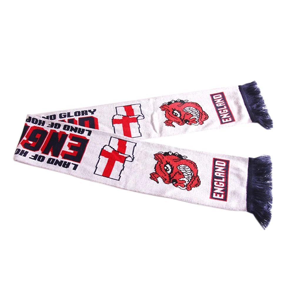 Wholesale acrylic England football sport custom woven scarf