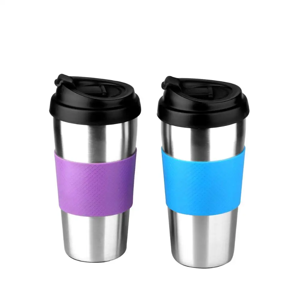 Best Selling Products of 500ml Coffee Mug with Silicone Stainless Steel Coffee Cup Handmade,travel Mugs with Spoon Accessories