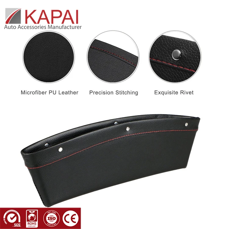 Best Sell Leather Catch Seat Side Drop Caddy Catcher Car Gap Filler Organizer