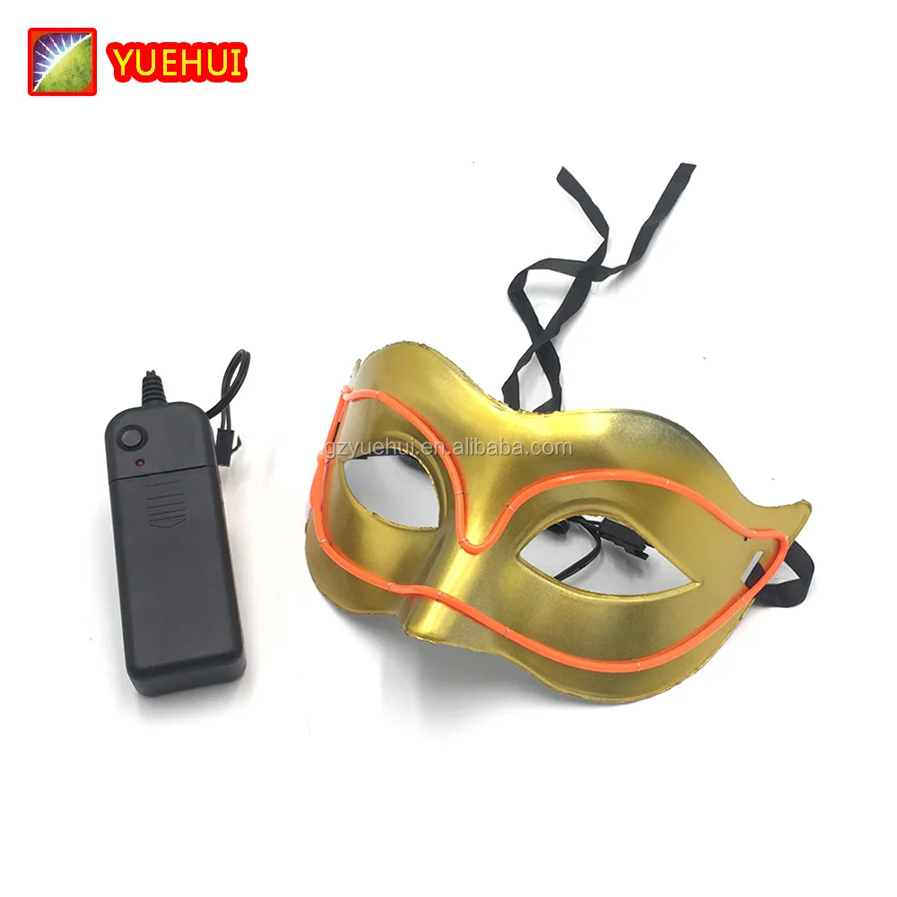 New type 10 colors masquerade venetian el wire EL Mask LED Strip DC-3V Flashing Fox Mask for Halloween party Decoration