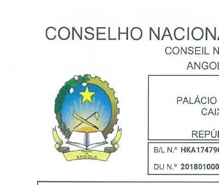 
CNCA Application APPLICATION FORM - CNCA LOADING CERTIFICATE REPUBLICA DE ANGOLA DU NO.APPLICATION FORM FOR THE ISSUE OF LOADING 