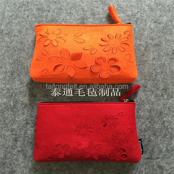 Red felt Noctua handmade bag wool felt bags