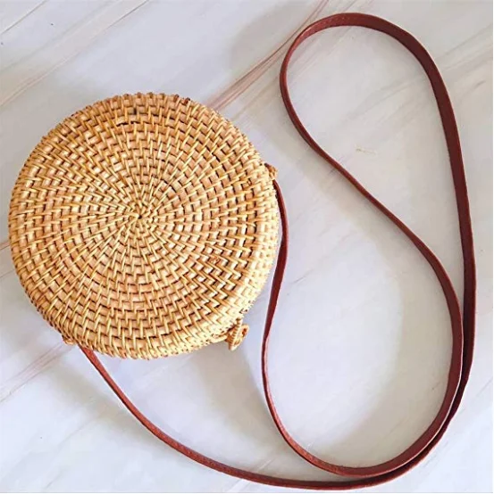  Вьетнамская винтажная пляжная сумка из ротанга круглая