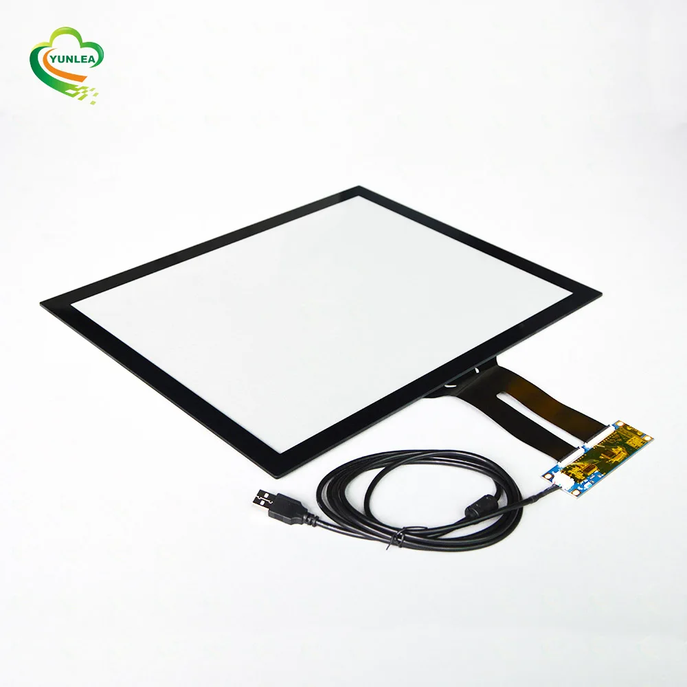 custom usb multi touch panel tempered glass 17 inch projected capacitive touch screen overlay kit