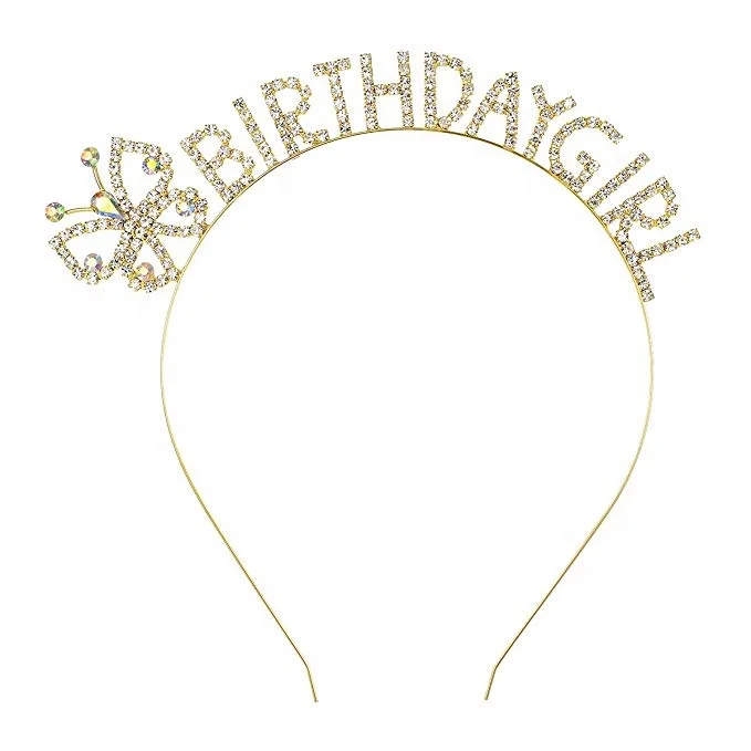 butterfly Birthday Girl Princess Tiara Headband Beauty women Hairband Headwear Gold Headpieces Hair Hoop