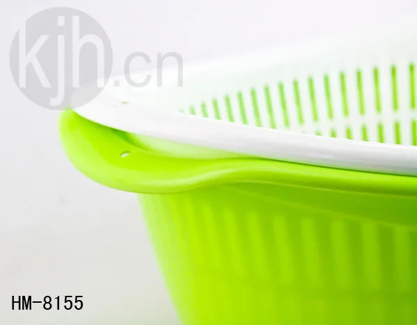 KJH LIVE Wholesales 4.8L Kitchen Round Shape Double layer Vegetable Plastic Sieve Drying Basket