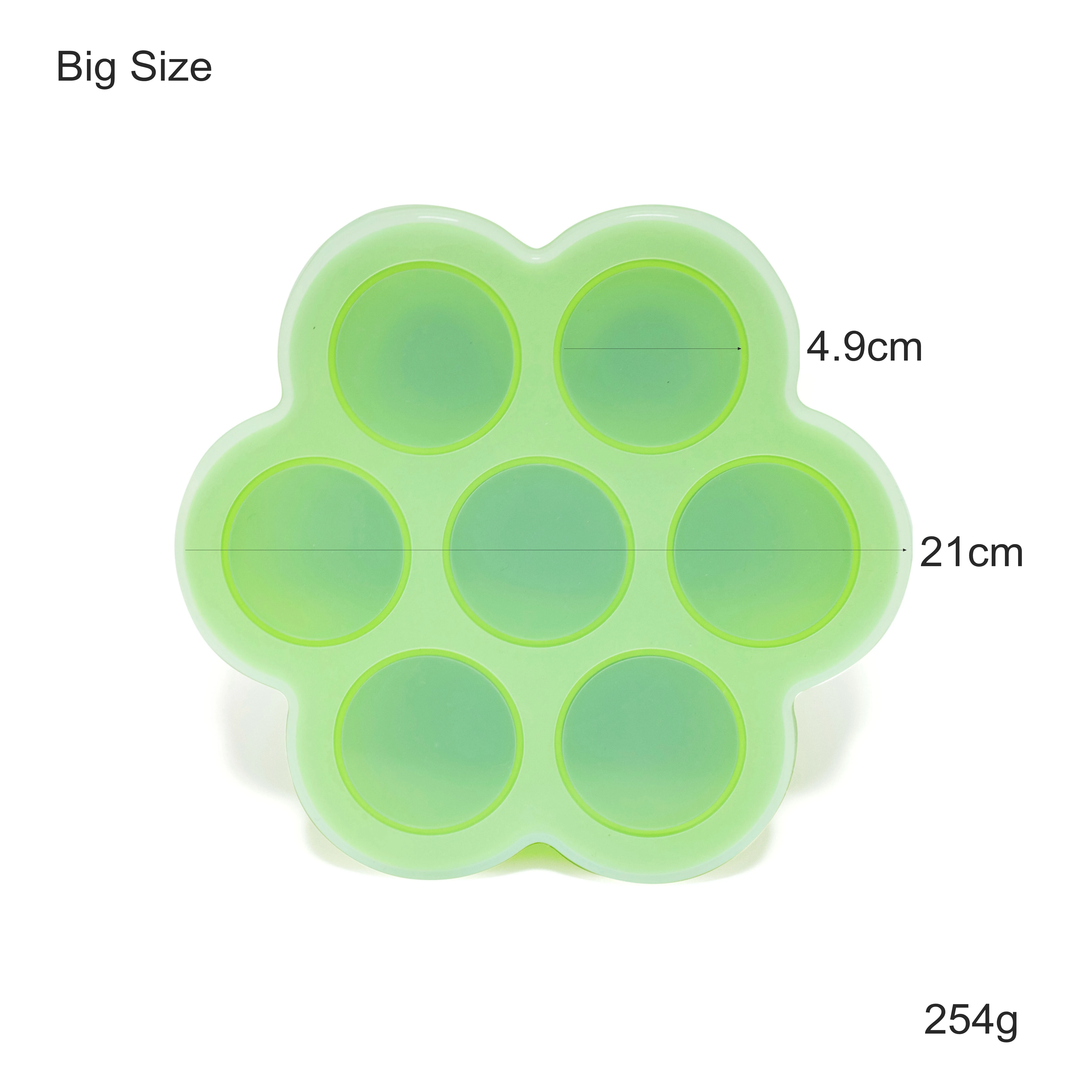 Cookware Reusable Stocked Large 7 Grids Silicone Baby Food Container Egg Steamer Ice Cube Tray with Lid