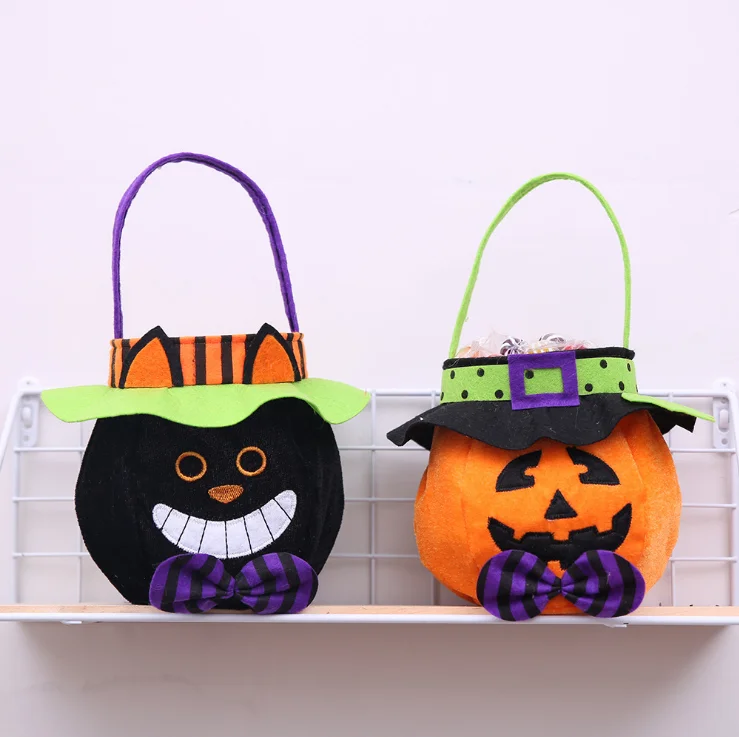 
2018 yiwu halloween decoration Cartoon pumpkin halloween tote bag 
