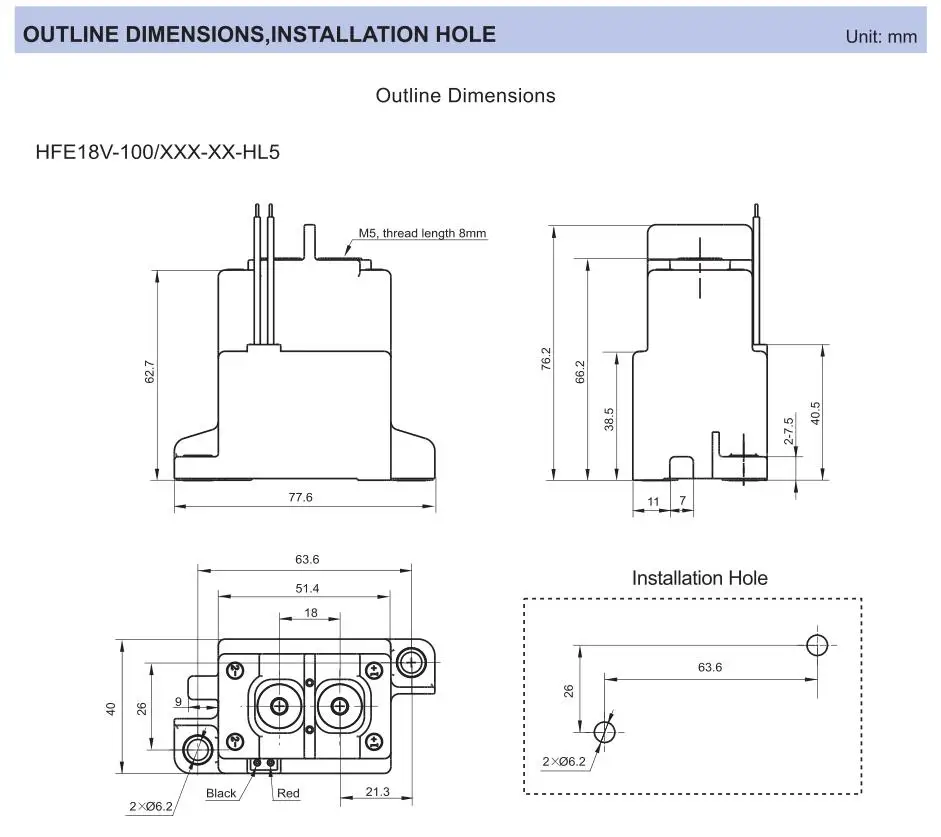 HFE18V-100 high voltage dc relay 100A electromagnetic relay 12v 24V 48 volt dc relay