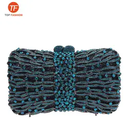 China Factory Wholesales Nice Crystal Rhinestone Clutch Evening Bag for Formal Party Bow  Clutch Purse