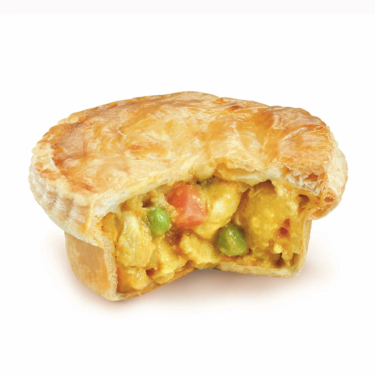
Frozen Spicy Pastries Creamy Spices & Herbs Flavor Round Asian Curry Chicken Pie With Colored Box Packaging 
