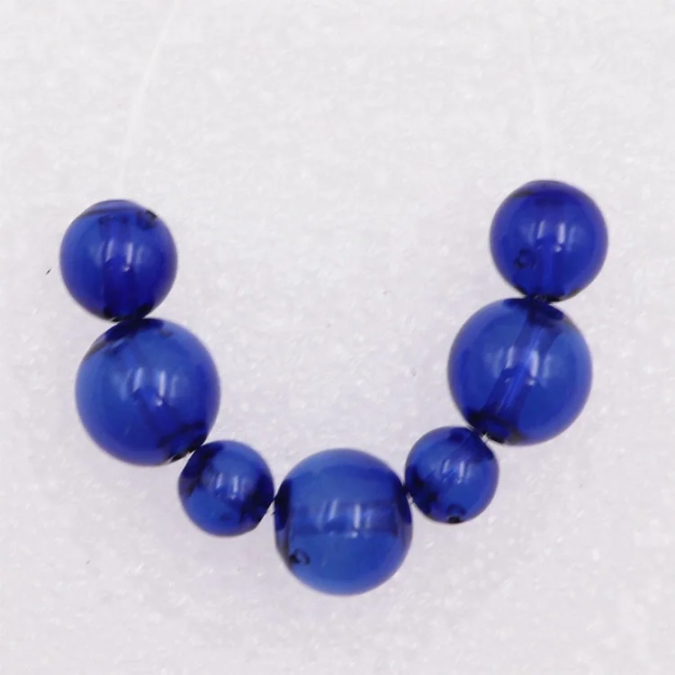 8mm Round Blue Glass Beads 10mm Pinhole Cobalt Crystal Beads 12mm Hollow Aroma Diffuse Ball 14mm Sapphire Loose Beads