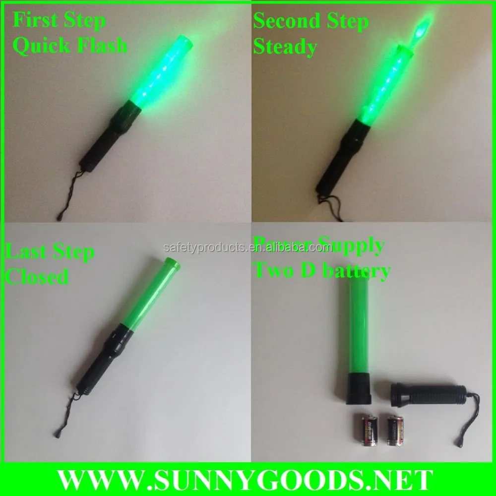 length 41cm and 4pcs green leds police traffic baton