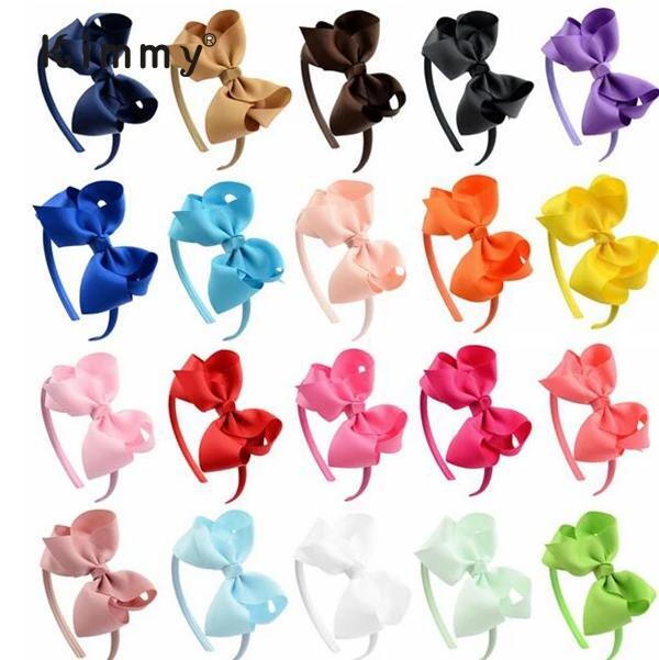 Wholesale Solid Color Grosgrain Ribbon Bow With Band for Girls