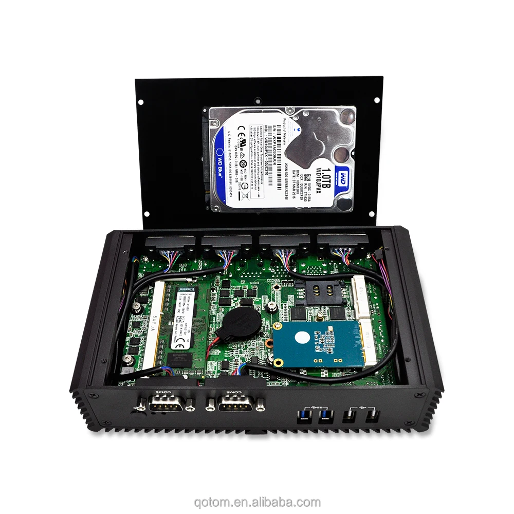 I5 6 портов COM настольный компьютер Qotom-Q350P 8G DDR3L RAM 128G SSD Wi-Fi Core i5-4200U безвентиляторный 2 LAN RS485 киосков мини-ПК