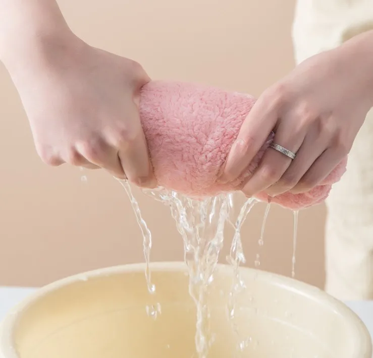 Microfiber Hair Drying Towel Wrap Super Absorbent Twist Turban Fast Dry Hair Cap with Buttons Fasten Dry Hair Hat