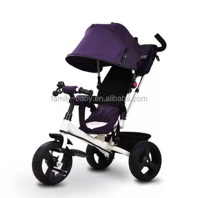 Trimily  T306F Children tricycle Kid Trike Kid Trike Stroller With Canopy Push Bar And Rear Basket for Storage