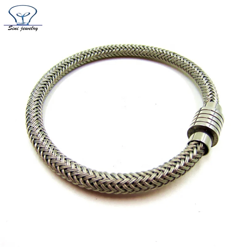Sini Jewelry Wholesale Genuine Braided Leather Bracelet Stainless Steel Bio Magnetic mens Bracelet men accessories 2016
