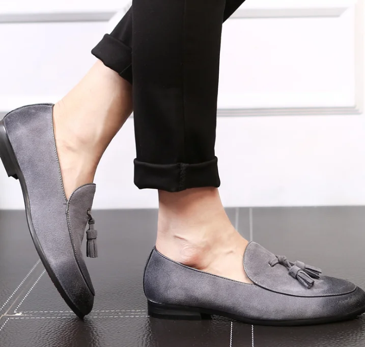 up-1102r Large Size Men Classic Slip On Shoes 2023 Wholesale Tassel Suede Leather Dress Shoes