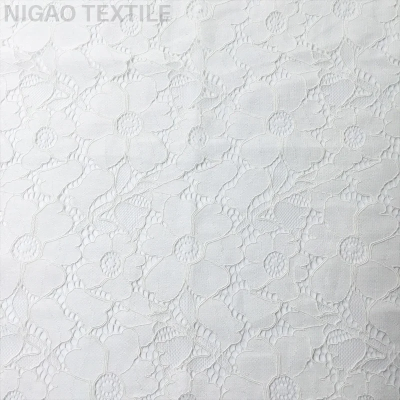 Современная модная нейлоновая хлопчатобумажная трикотажная кружевная ткань для женского кружевного платья