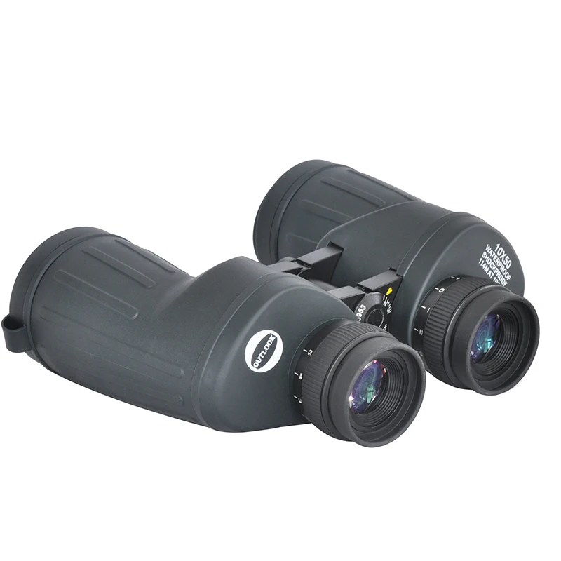 binoculars with a 10x50 magnification, a rangefinder, and a night vision scope.