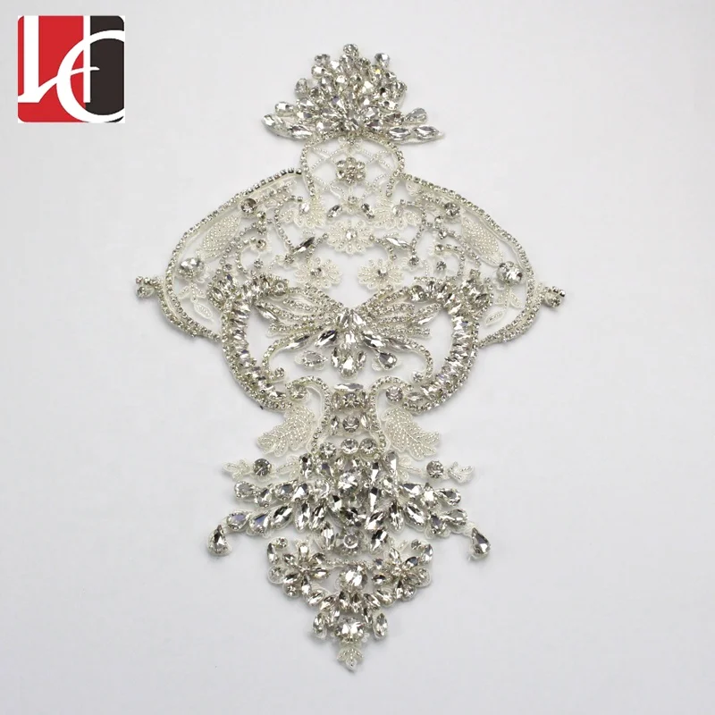 HC-6004 Hechun New design manufacture bridal dress applique crystal