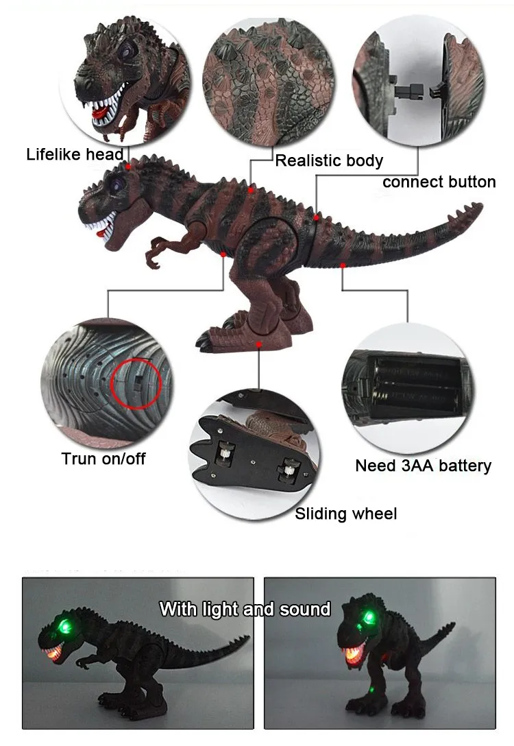 B/O walking t-rex dinosaur toy with light and sound