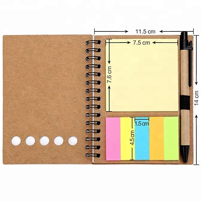 Promotional Customized Design Spiral Notebook with Pen Sticky Notes