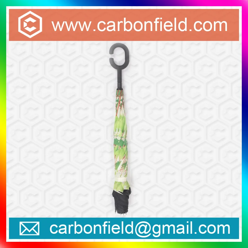 23' c handle green tree printing inverted umbrella upside down