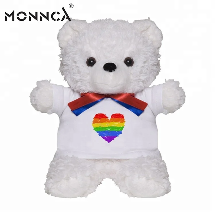 Soft Sublimation Stuffed Animals White Bear with T-shirt