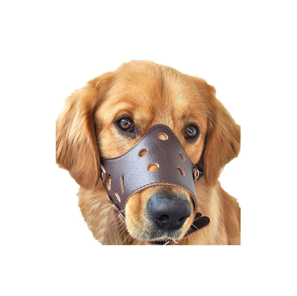 High Quality Breathable and Adjustable  Comfort Secure Anti-Barking Leather Dog Muzzle